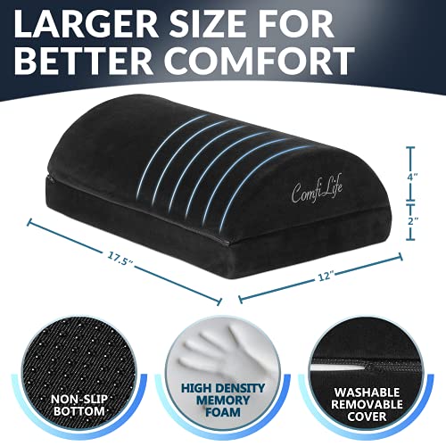 ComfiLife Foot Rest for Under Desk at Work – Adjustable Height Memory Foam Foot Stool for Under Desk, Office Chair & Gaming Chair – Ergonomic Footrest for Back & Hip Pain Relief (Black)