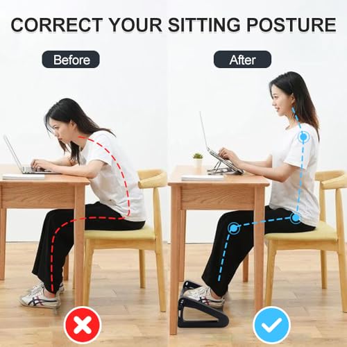 ZLMHYYM Foot Rest for Under Desk at Work - Six Heights Adjustable Under Desk Footrest - Ergonomic Foot Stools for Under Office Desks - Desks Foot Rest with Massage Rollers - Leg Rest for Chair (Black)