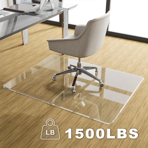 MESAILUP Beveled Edge Office Chair Mat for Carpet or Hardwood Floor 36" x 48" Clear Chair Mats for a Smooth Glide and Easy Roll On/Off, Heavy Duty and Non-Slip Pad Floor Ultimate Desk Chair Mat