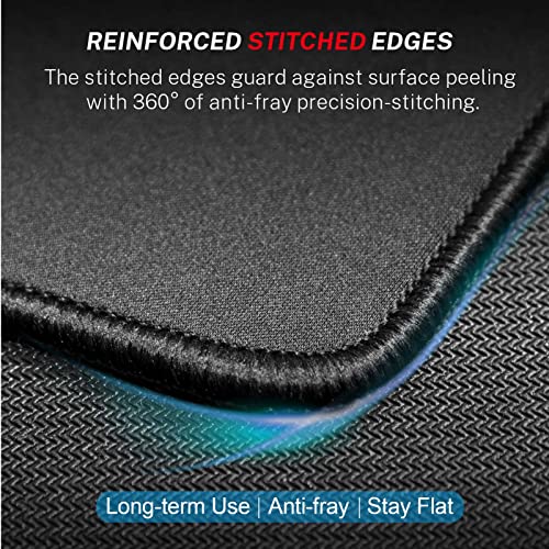 MROCO Mouse Pad [30% Larger] with Anti-Fray Stitched Edges, Premium-Textured Waterproof Surface, Non-Slip Rubber Base, Computer & Gaming Mouse Mat for Laptop, Office & Home, 8.5 x 11 in, Black