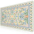 iCasso Desk Matt for Desktop, Desk Pad Mat, Green Floral Computer Mat for Keyboard and Mouse, XXL Large Mouse Pad, Anti-Slip Big Mousepad with Stitched Edges (Green)