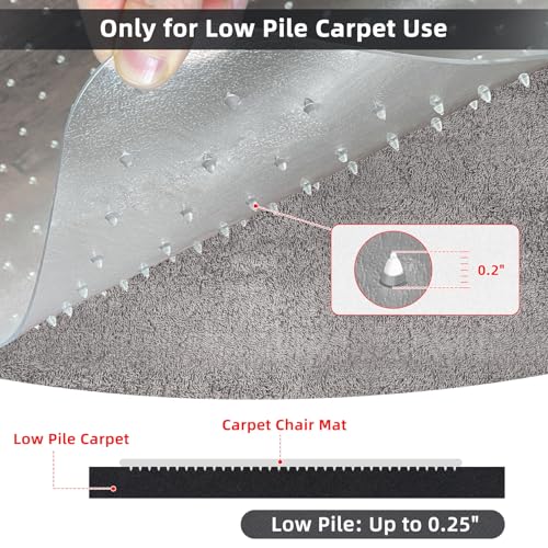 YumHome Office Chair Mat for Carpet Floor, Heavy Duty Desk Chair Mat for Low/No Pile Carpeted Floors, Anti Slip Carpets Protector for Home Office (48" x 30")