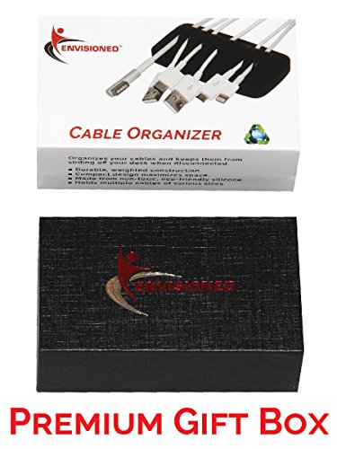 Heaviest Cable Organizer on the Market! Compact and Weighted Desktop Cord Holder and Cable Organizer, Eco-Friendly Silicone, No Bad Smell, Bundled with 4 Reusable Cable Ties! (Black)