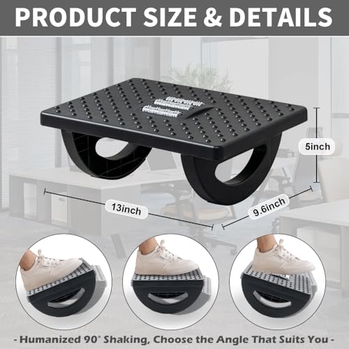 CasaZenith Foot Rest for Under Desk at Work - Ergonomic Foot Stools for Under Office Desk - Rocking Footrest with Roller Massager - Leg Rest for Chair, Computer Gaming -13" L x 9.6" W x 5" H