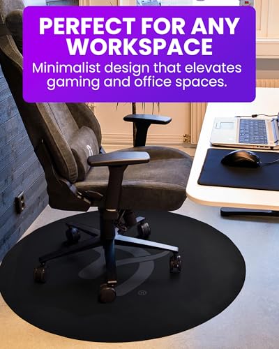 Arozzi Gaming & Office Chair Round Floor Pad with Anti-Slip Rubberized Grip for Noise-Dampening Comfort and Floor Protection - Black & Grey