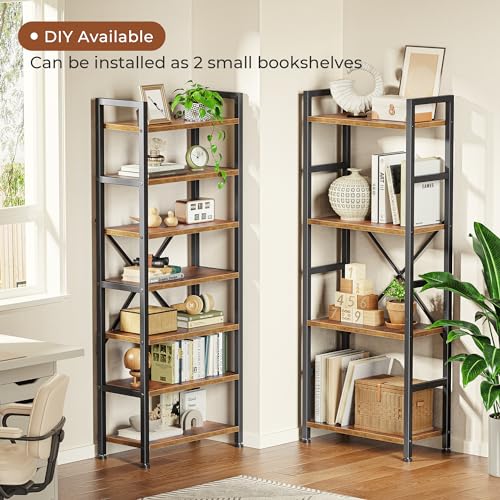 SUPERJARE Triple Bookshelf, Bookcase with 11 Open Display Shelves, Wide Book Shelf Book Case for Home & Office, 4 Tier, Brown,ABC009Z