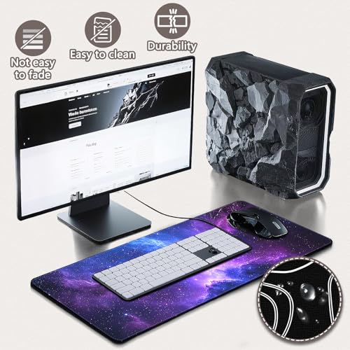 Mouse Pad Gaming - Desk Mat for Keyboard and Mouse - Galaxy Space Large Mouse Pad for Desk, Mousepad (31.5 x 11.8inch) with Non-Slip Base, Desks Pad Mat for Gaming, Office and Home