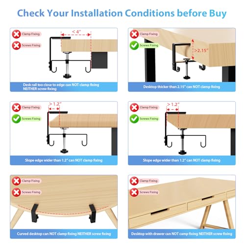 KEEGH Extra Large 48" Under Desk Cable Management Tray - Under Desk Cord Management - Clamp/Screw Mount - Support Upto 70lbs - Fabric Wire Management - Cable Raceways Tray Cord Hiders for Office/Home
