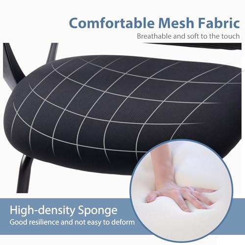 DUMOS Office Desk Chair with Sled Base Set of 6, Ergonomic Executive Mesh Computer Chairs with Lumbar Support for Home Bedroom Waiting Reception Guest Student