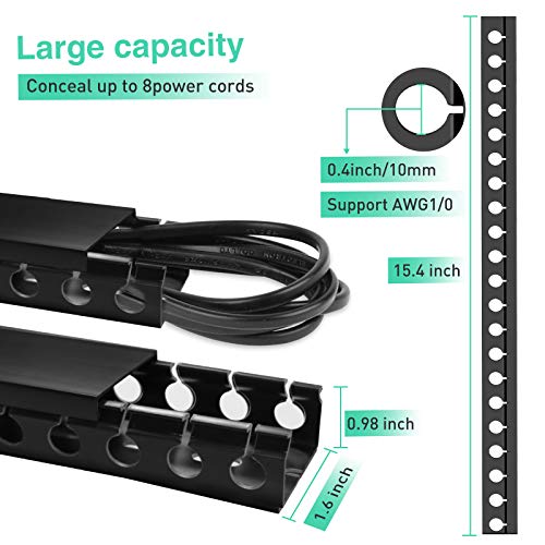 ENONCI Updated Cable Raceway Kit - 77 (5x15.4) Inch Open Slot Wire Covers for Cords, Under Desk Cable Management System to Hide Under Desk/Tv/Computer/Net/Power Cords, (Pack 5)