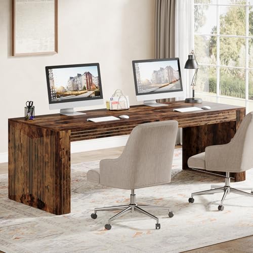 Tribesigns 79-Inch Extra Long Desk, Two Person Double Desk for Home Office, Wooden Long Computer Desk Writing Table for Office, Vintage Brown