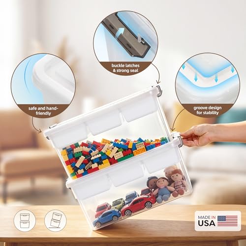 Citylife 17 QT Plastic Storage Box with Removable Tray Craft Organizers and Storage Clear Storage Container for Organizing Bead, Tool, Sewing, Playdoh,Coloring Books