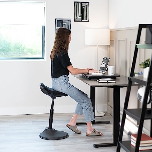 VIVO Ultra-Slim Single Top Height Adjustable Standing Desk Riser, Compact Sit Stand Desktop Converter for Monitor or Laptop, Black, DESK-V001J