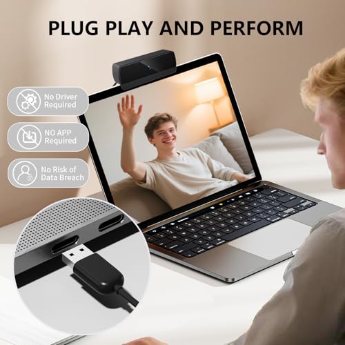 XOCLON HD 1080p Webcam with Microphone, USB Computer Web Camera, Streaming Camera, Noise Reduction, Auto Light Correction, Plug & Play for PC/Laptop, Works with Zoom, Skype, Teams