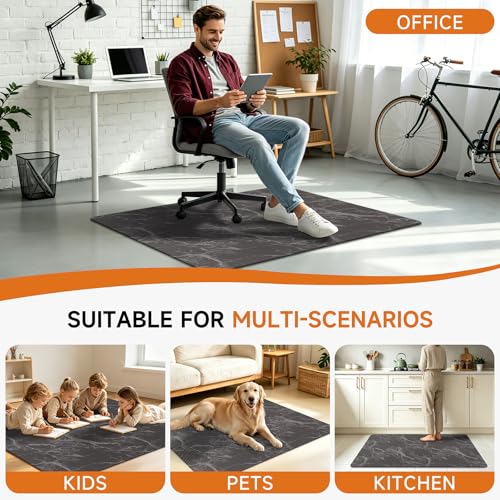 Vaukki Office Chair Mat for Hardwood, 36" x 48" Computer Chair Mat for Rolling Chairs, PVC Plastic Desk Office Floor Rug, Non Slip Heavy Duty Marble Desk Floor Protector for Office, Coffee