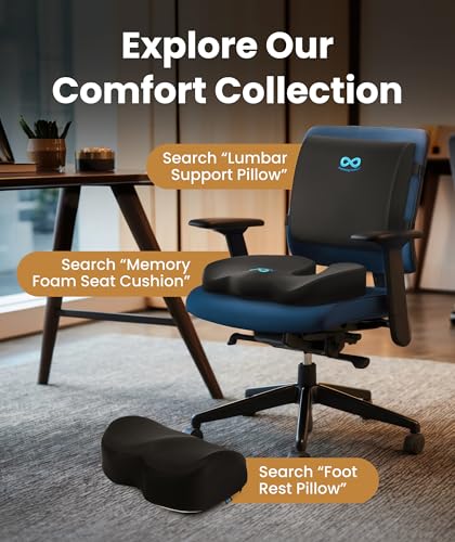Everlasting Comfort Lumbar Support Pillow for Office Chair - Memory Foam Back Cushion for Car Seat - Promotes Better Posture, Back Pain Relief - Ideal Gaming and Desk Chairs Work and Home Essentials