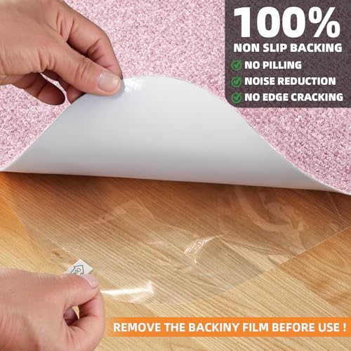 HomeMall Office Chair Mat for Hardwood and Tile Floor, 55" x 35" Computer Desk Chair Mats, Anti-Slip Mat for Rolling Chair, Large Floor Protector for Home Office, Pink Color