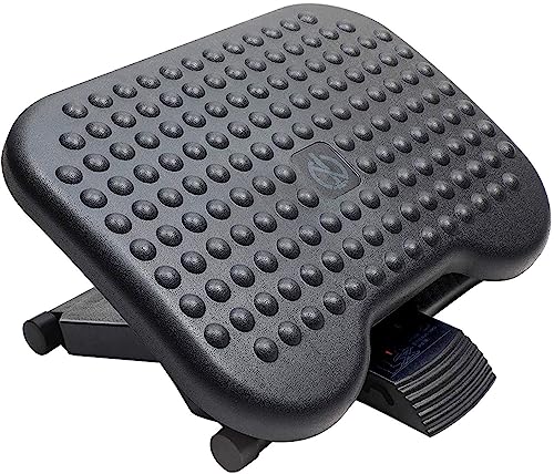 HUANUO Adjustable Desk Footrest, Foot Rest for Under Desk at Work with Massage, Adjustable Foot Stool with 3 Height Position & 30 Degree Tilt Angle Adjustment for Home, Office