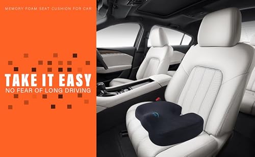 WAOAW Seat Cushion, Office Chair Cushions Butt Pillow for Car Long Sitting, Memory Foam Chair Pad for Back, Coccyx, Tailbone Pain Relief, Stocking Stuffers Gifts for Men Women (Black)