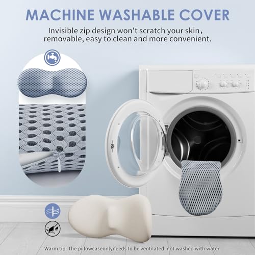 kasney Lumbar Support Pillow, Back Pillow for Low Back Pain Relief, Ergonomic Streamline Car Seat, Office Chair, Recliner and Bed (Gray)