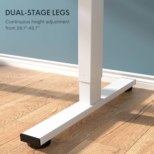 FLEXISPOT EN1 Height Adjustable Standing Desk Frame with Memory Controller, Electric Sit Stand Desk Base for Home and Office (White Frame Only)