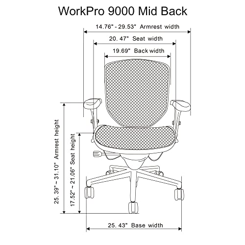 WorkPro® Quantum 9000 Series Ergonomic Mid-Back Mesh/Mesh Chair, Black