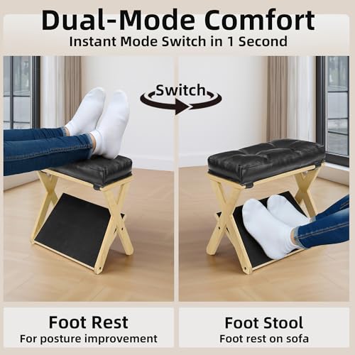 HOMELYSTBO Foot Rest Under Desk at Work, Under Desk Footrest with Double Step Wooden Ergonomic Design, Non-Slip EVA Surface, Office Foot Stool for Posture Support, Leg Relief, Home Office & Gaming