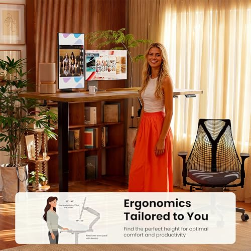 ErGear Height Adjustable Electric Standing Desk, 48 x 24 Inches Sit Stand up Desk, Memory Computer Home Office Desk, Vintage Brown