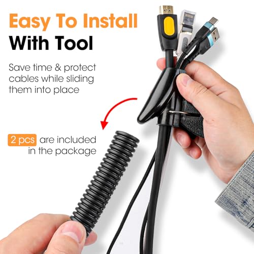 Wire Loom 1/4", 1/2", 3/8 Inch x 50 FT, Split Wire Loom Tubing Wire Conduit, Cable Sleeves Bulk Flexible Electrical Conduit Protective kit