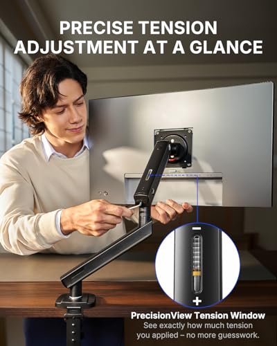 HUANUO FlowLift™ Pro Monitor Arm for 13–32" Screens, MechaSpring Monitor Mount, Fully-Adjustable Monitor Stand with Tilt/Swivel/Rotation, Tool-Free VESA Mount, C-Clamp/Grommet Base, Max Load 19.8 lbs