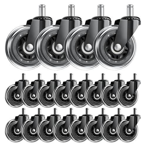 ASHGOOB Office Chair Wheels, Set of 20 Caster Wheels Office Accessories, 3 Inch Heavy Duty Casters for Chairs to Replace Office Chair Mats, Smooth & Quiet Universal Fit for Most Chairs(20 Pack)