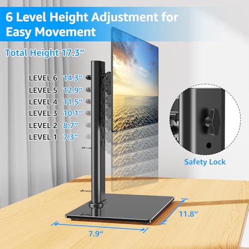 MOUNTUP Monitor Stand for Desk, Freestanding Monitor Mount Fits 13-32 inch Screen up to 17.6 lbs, Screen Stand with Swivel, Height, Rotation Adjustment, VESA Mount 100 x 100mm, 75 x 75mm