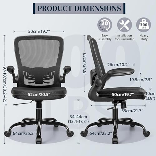 FelixKing Office Chair, Ergonomic Desk Chair with Adjustable Height and Lumbar Support Swivel Lumbar Support Desk Computer Chair with Flip up Armrests for Conference Room (Black),Pack of 10
