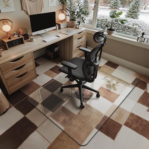 Furnbar Office Chair Mat for Carpet & Hardwood, Upgraded 36" x 48" Dual Use Tempered Glass Chair Mat for Chair and Footrest Under Desk