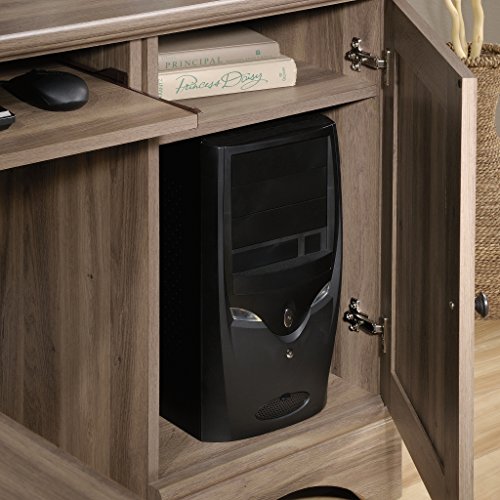 Sauder Harbor View Computer Desk, 66.14"D x 66.14"W x 30.28"H , Salt Oak finish