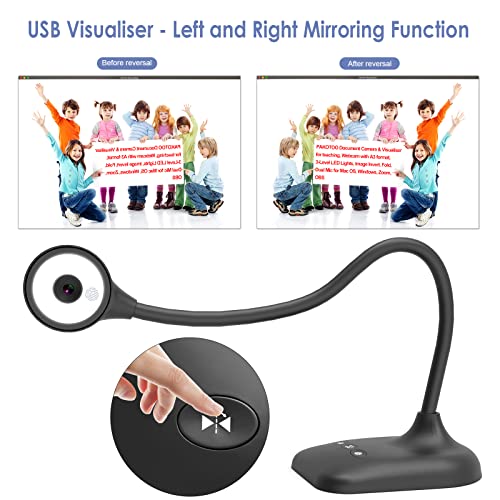 PAKOTOO USB Document Camera for Teachers, Webcam/Doc Camera for Classroom with A3 Format, 3-Level LED Lights, Image Invert, Fold, Dual mic for Mac OS, Windows, Zoom, OBS Work with Distance Learning