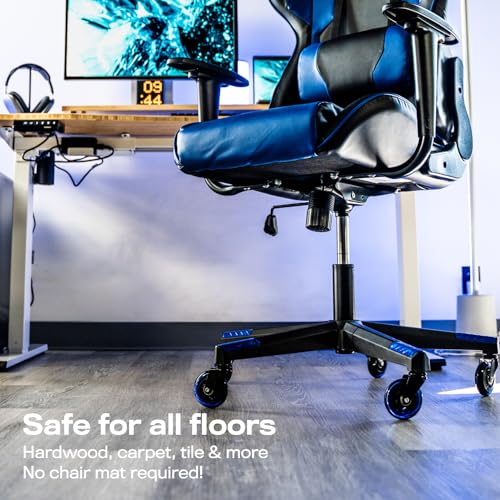The Office Oasis Original Rollerblade Office Chair Wheels (As Seen On PBS) - Smooth & Quiet Casters - Safe for Hardwood Floors & Carpet - Easy Installation with Universal Fit - Set of 5 - Blue