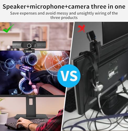 Oivom Webcam with Microphone and Speaker, 1080P Web Camera for Desktop Computer Laptop, USB Camera with Physical Privacy Cover,Plug and Play, Streaming Webcam, Wide Angle PC Cam (1080p mic Speaker)