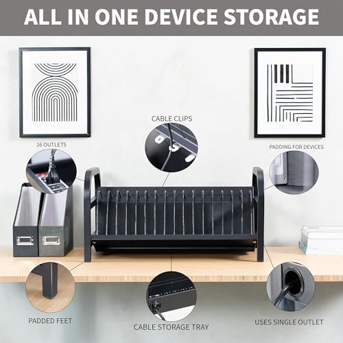VIVO 16-Bay Laptop and Tablet Open Charging Station, Devices up to 14 inches, Black, Stand-LAPC3