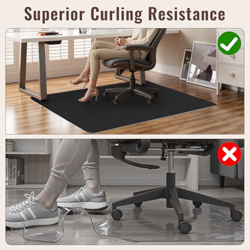 Sycoodeal Office Chair Mat for Hardwood Floor,Slip Resistant Floor Mat for Office Computer Gaming Chair,Heavy Duty Floor Protector for Rolling Chairs,Easy to Clean,Black(40"x48")