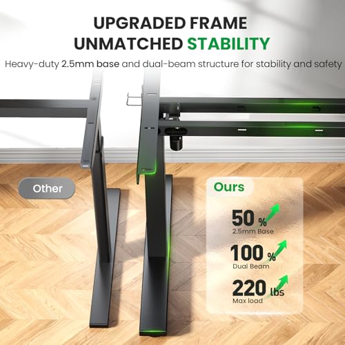 SIAGO Electric Standing Desk Adjustable - 60x28 Inch Sit Stand Desk with 1 Inch Thick Tabletop, Double Beam Frame, 3 Memory Height Adjustment, Cable Management for Home Office