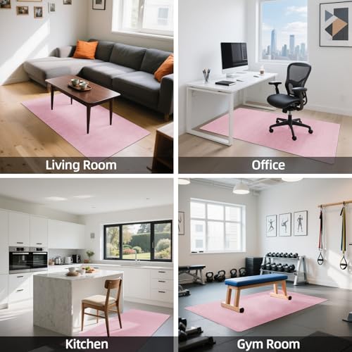 HomeMall Office Chair Mat for Hardwood and Tile Floor, 55" x 35" Computer Desk Chair Mats, Anti-Slip Mat for Rolling Chair, Large Floor Protector for Home Office, Pink Color