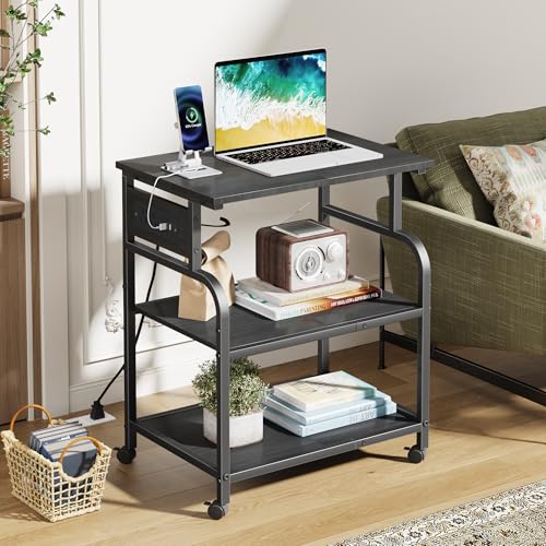 YAOHUOO 3 Tier Large Printer Stand with Power Outlet/Adjustable Shelf
