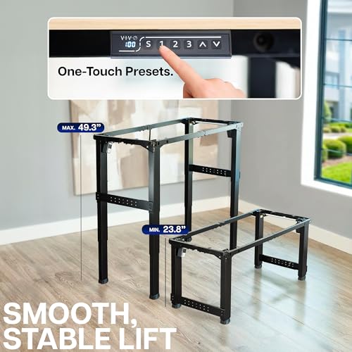 VIVO Premium Electric 4-Leg Dual Motor Standing Desk Frame for Table Tops up to 107 x 53 inches and 330 lbs, Memory Controller Height Adjustment, Frame Only, Black, DESK-E-P4B
