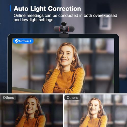 EMEET C960 4K Webcam for PC, 4K UHD CMOS Sensor, PDAF Auto Focus, Dual Omnidirectional Mics, Auto Light Correction, 73° FOV, Plug&Play Webcam w/Privacy Cover, Works w/Zoom/Teams/Skype/Google Meet