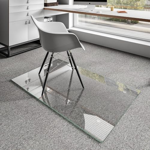Koonmi Chair Mat for Carpet, Tempered Glass 30"x48" Office Chair Mat, Glass Chair Mats with Rounded and Polished Edges, Ideal for Hardwood Floor, Carpet, Office, Desk, Rolling Chair