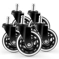 RangkingCaster 3 Inch Office Chair Wheels,Heavy Duty Replacement Casters for Furniture Computer Gaming Chairs,Silent Rubber Wheels Safe for Hardwood Carpet All Floors,Fits 98%,Set of 5
