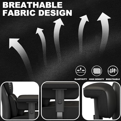 Misolant Big and Tall Office Chair with Footrest, High Back Executive Desk Chair with Adjustable Lift Armrest, 155°Recline，Lumbar Support Pillow, Faux Leather Gaming Chairs for Home or Office Black