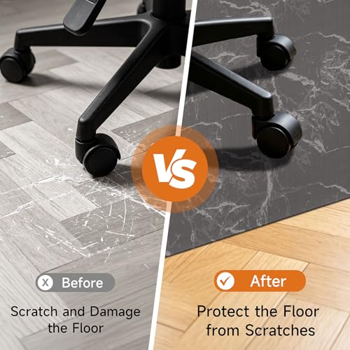 Vaukki Office Chair Mat for Hardwood, 36" x 48" Computer Chair Mat for Rolling Chairs, PVC Plastic Desk Office Floor Rug, Non Slip Heavy Duty Marble Desk Floor Protector for Office, Coffee