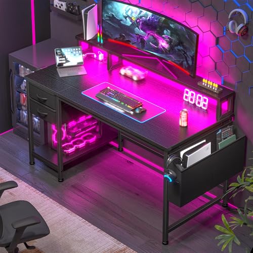 DurayLoly 40" Small Gaming Desk with Remote Control RGB Light for Teen Gamer,10m Full-Color Strip with Wireless Remote,20 Dynamic & 20 Lighting Modes, Effortless Control to Level Up Your Gaming Vibe